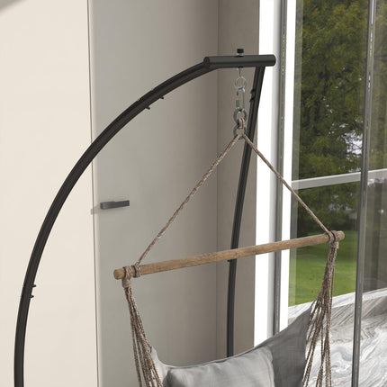 Heavy Duty Metal Hammock Chair Stand with Spring Buckle 198x130x108cm - Black