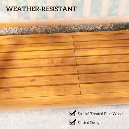 Wooden Bench with Liftable Middle Table, Outdoor Bench, Patio Loveseat for Porch, Garden, Seats 2-3 People