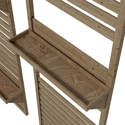Set of 2 Fir Wood Wall Mounted Plant Stands with Shelves - Natural