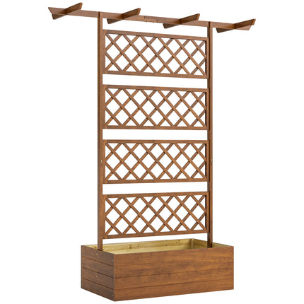 Wooden Raised Garden Bed Planter Box with Trellis and Roof - Orange