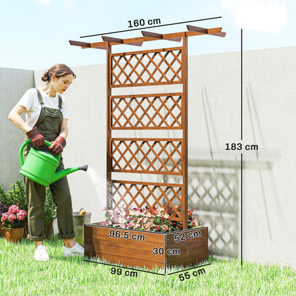 Wooden Raised Garden Bed Planter Box with Trellis and Roof - Orange