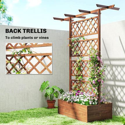 Wooden Raised Garden Bed Planter Box with Trellis and Roof - Orange