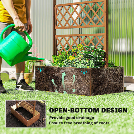 Wooden Raised Garden Bed Planter Box with Trellis and Roof - Orange