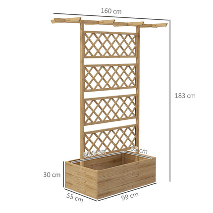Wooden Raised Garden Bed with Trellis and Roof - Natural Tone