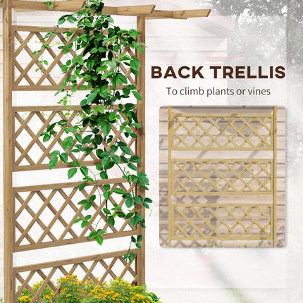 Wooden Raised Garden Bed with Trellis and Roof - Natural Tone