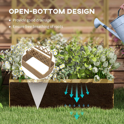 Wooden Raised Garden Bed with Trellis and Roof - Natural Tone