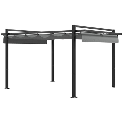 3 x 4m Retractable Aluminium Pergola with Canopy - Dark Grey