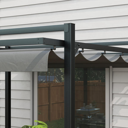 3 x 3 Metre Retractable Pergola Shelter with Aluminium Frame - Dark Grey