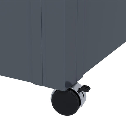 311L Galvanised Steel Lockable Garden Storage Box with Wheels - Dark Grey