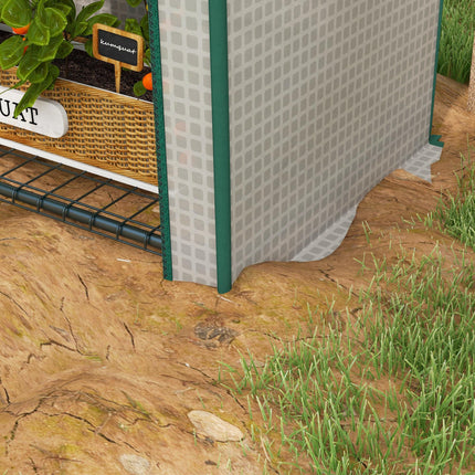 Mini Portable Greenhouse with Metal Frame and Storage Shelves - White