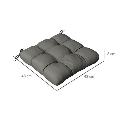 Set of 4 Foam Filled Patio Chair Seat Cushions with Ties - Charcoal Grey
