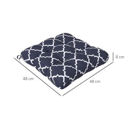 Set of 4 Outdoor Patio Chair Seat Cushions with Ties - Blue