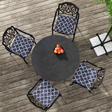 Set of 4 Outdoor Patio Chair Seat Cushions with Ties - Blue
