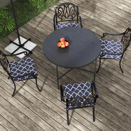 Set of 4 Outdoor Patio Chair Seat Cushions with Ties - Blue