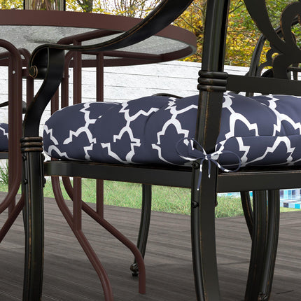 Set of 4 Outdoor Patio Chair Seat Cushions with Ties - Blue