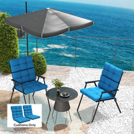 2-Piece Garden Patio Chair Seat Cushion Set with Backrest and Ties - Turquoise Green