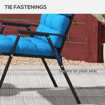 2-Piece Garden Patio Chair Seat Cushion Set with Backrest and Ties - Turquoise Green