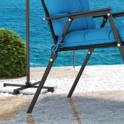 2-Piece Garden Patio Chair Seat Cushion Set with Backrest and Ties - Turquoise Green