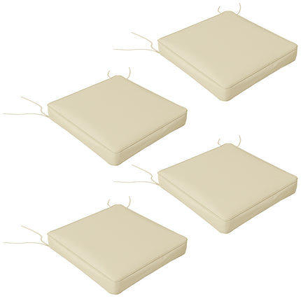 Set of 4 Outdoor Chair Cushions 51x51x8cm with Ties - Beige Polyester