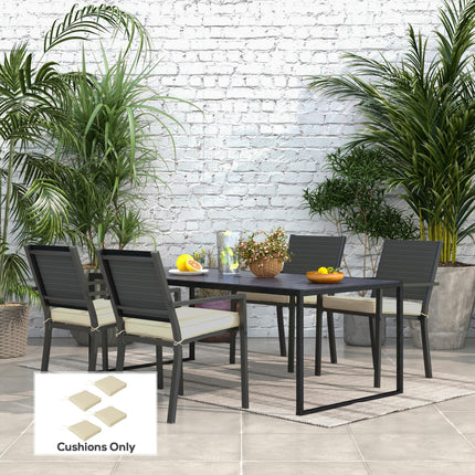 Set of 4 Outdoor Chair Cushions 51x51x8cm with Ties - Beige Polyester