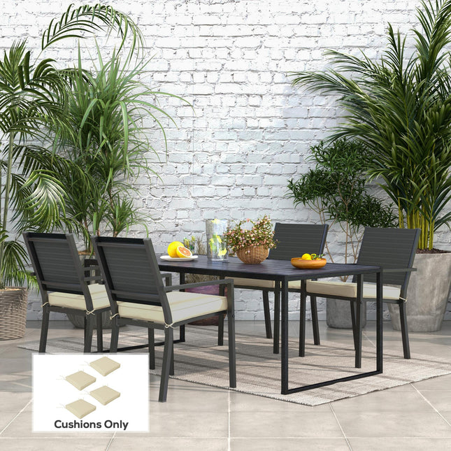 Set of 4 Outdoor Chair Cushions 51x51x8cm with Ties - Beige Polyester