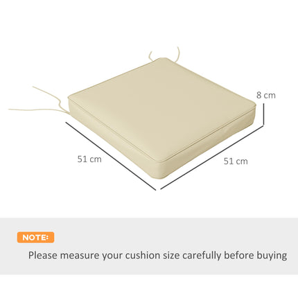 Set of 4 Outdoor Chair Cushions 51x51x8cm with Ties - Beige Polyester