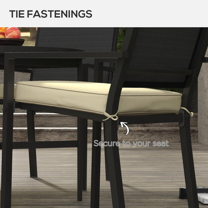 Set of 4 Outdoor Chair Cushions 51x51x8cm with Ties - Beige Polyester