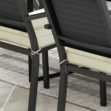 Set of 4 Outdoor Chair Cushions 51x51x8cm with Ties - Beige Polyester