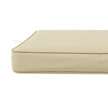 Set of 4 Outdoor Chair Cushions 51x51x8cm with Ties - Beige Polyester