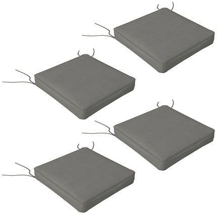 4-Piece Patio Chair Seat Cushion Set with Ties 51x51x8cm - Charcoal Grey