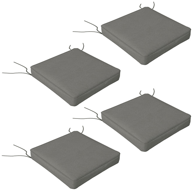 4-Piece Patio Chair Seat Cushion Set with Ties 51x51x8cm - Charcoal Grey