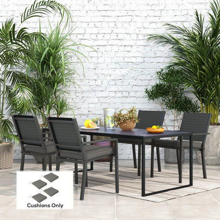 4-Piece Patio Chair Seat Cushion Set with Ties 51x51x8cm - Charcoal Grey