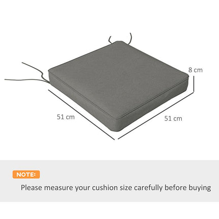 4-Piece Patio Chair Seat Cushion Set with Ties 51x51x8cm - Charcoal Grey