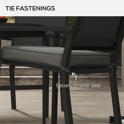 4-Piece Patio Chair Seat Cushion Set with Ties 51x51x8cm - Charcoal Grey
