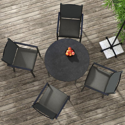 4-Piece Patio Chair Seat Cushion Set with Ties 51x51x8cm - Charcoal Grey