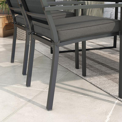 4-Piece Patio Chair Seat Cushion Set with Ties 51x51x8cm - Charcoal Grey