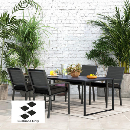 Set of 4 Outdoor Patio Chair Cushions 51x51x8 cm with Ties - Black