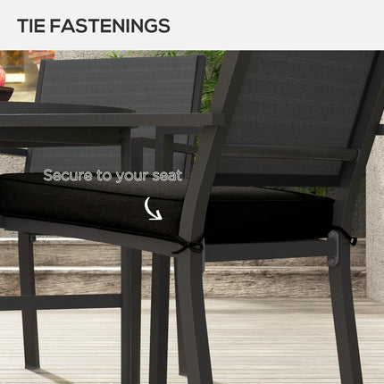 Set of 4 Outdoor Patio Chair Cushions 51x51x8 cm with Ties - Black