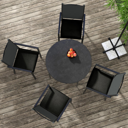Set of 4 Outdoor Patio Chair Cushions 51x51x8 cm with Ties - Black