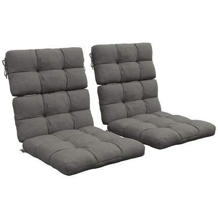 2-Piece Garden Patio Chair Seat and Backrest Cushion Set with Ties - Charcoal Grey