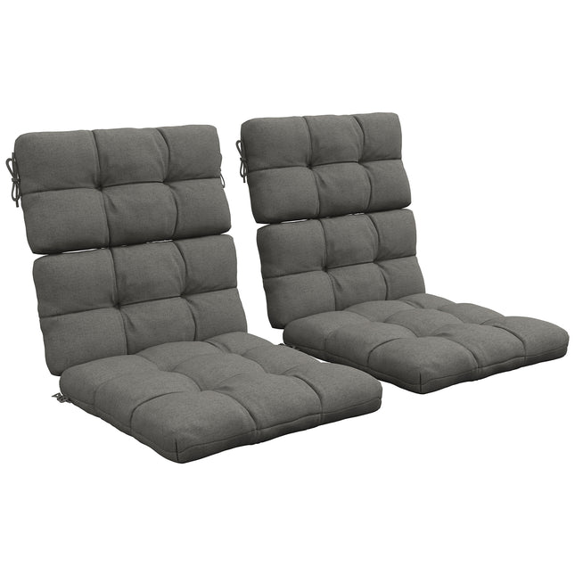 2-Piece Garden Patio Chair Seat and Backrest Cushion Set with Ties - Charcoal Grey