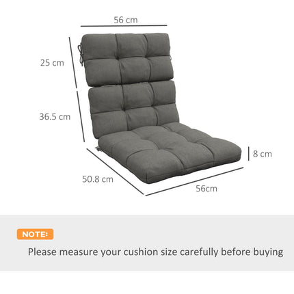 2-Piece Garden Patio Chair Seat and Backrest Cushion Set with Ties - Charcoal Grey