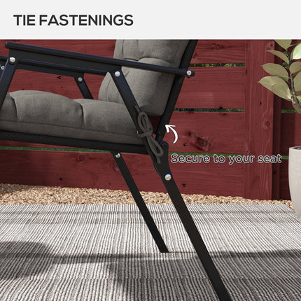 2-Piece Garden Patio Chair Seat and Backrest Cushion Set with Ties - Charcoal Grey