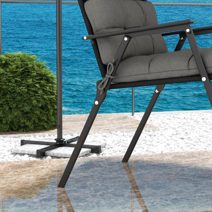 2-Piece Garden Patio Chair Seat and Backrest Cushion Set with Ties - Charcoal Grey