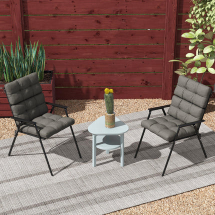 2-Piece Garden Patio Chair Seat and Backrest Cushion Set with Ties - Charcoal Grey