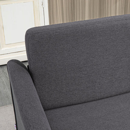 Compact 2 Seater Loveseat Sofa with Wood Legs and Armrests - Dark Grey