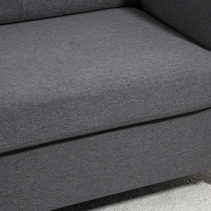 Compact 2 Seater Loveseat Sofa with Wood Legs and Armrests - Dark Grey