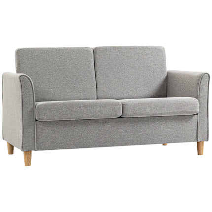 Compact 2-Seater Loveseat Sofa with Wood Legs and Armrests - Light Grey