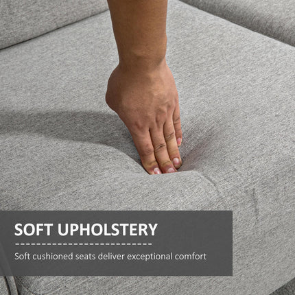 Compact 2-Seater Loveseat Sofa with Wood Legs and Armrests - Light Grey