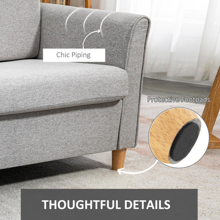Compact 2-Seater Loveseat Sofa with Wood Legs and Armrests - Light Grey